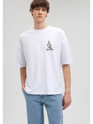 Mavi Bugs Bunny Baskılı Beyaz TIŞÖRT0611980-620