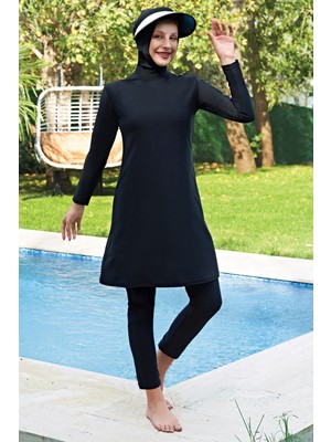 Ruko Mayo Siyah  Lycra ( Su Itici ve Çabuk Kuruyan ) Kumaş Tesettür Mayo