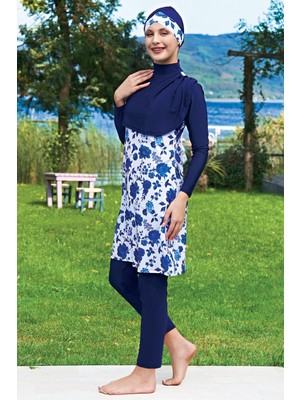 Ruko Mayo Lacivert Cepken Model Lycra ( Su Itici ve Çabuk Kuruyan ) Kumaş Tesettür Mayo