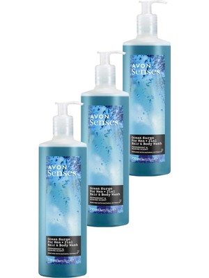 Avon Senses Ocean Surge Nane ve Deniz Kokulu Saç ve Vücut Için Erkek Duş Jeli 720  Üçlü Set