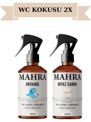 Mahra Shop Mahrashop Beyaz Sabun Okyanus Wc Lavabo ve Banyo Kötü Koku Giderici Ultra Kalıcı Yüzey Parfümü Oda Kokusu 2'li Set 200 ml