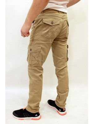 butiksinope Meto1 Düz Paça Kanvas Erkek Askeri Kargo Pantolon Bej