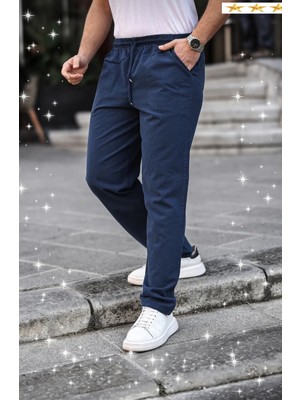 3A Moda Haki Renk Erkek Yazlık Keten Karışımı Relaxed Pantolon