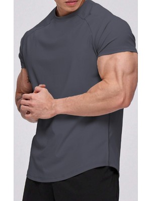 Ghassy Co. Erkek Running Sports Reglan Oval Kesim Penye T-Shirt