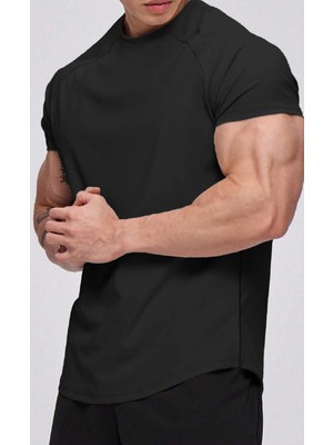 Ghassy Co. Erkek Running Sports Reglan Oval Kesim Penye T-Shirt