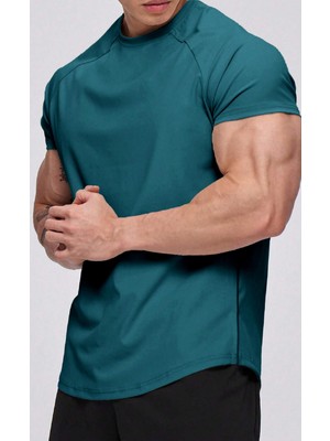 Ghassy Co. Erkek Running Sports Reglan Oval Kesim Penye T-Shirt
