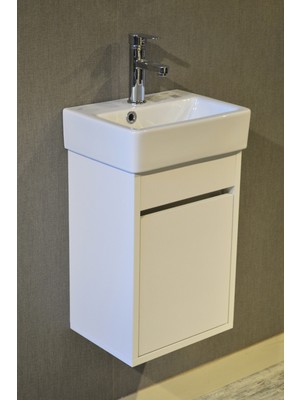 Turkuaz Seramik Banyo Tuvalet Mini Lavabo 26 x 36 cm %100MDF (Banyo Dolabı)