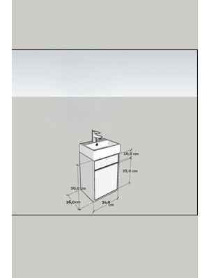 Turkuaz Seramik Banyo Tuvalet Mini Lavabo 26 x 36 cm %100MDF (Banyo Dolabı)