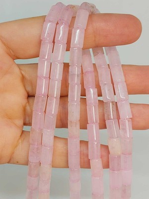 Yaşam Tohumu Pembe Kuvars Taşı Silindir Kesim 5.5x7.5mm Dizi (49306)