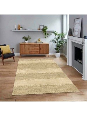 Viyana Home Dijital Baskılı Kaymaz Taban Yıkanabilir Jüt-Hasır Desen Mutfak Salon Halısı, V-Jüt-13-Krem,