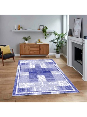 Viyana Home Dijital Baskılı Kaymaz Taban Yıkanabilir Jüt-Hasır Desen Mutfak Salon Halısı, V-Jüt-11-Mor,