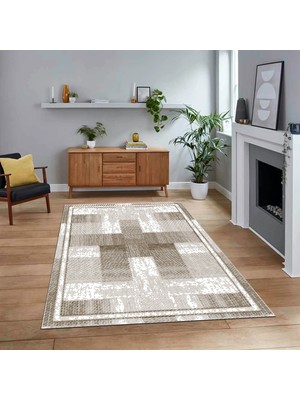Viyana Home Dijital Baskılı Kaymaz Taban Yıkanabilir Jüt-Hasır Desen Mutfak Salon Halısı, V-Jüt-11-Vizon,