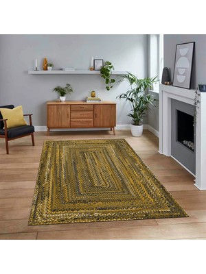 Viyana Home Dijital Baskılı Kaymaz Taban Yıkanabilir Jüt-Hasır Desen Mutfak Salon Halısı, V-Jüt-05-Kahve,