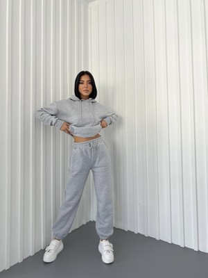 Yakamel Kadın Üç Iplik Kalın Eşofman Takımı