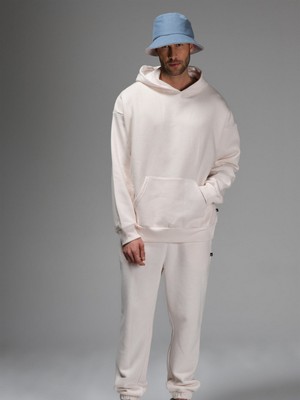 Yakamel Erkek Kapşonlu Kanguru Cep Oversize Eşofman Takımı