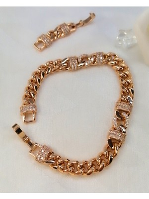 Sonat Collection Xupıng Rose Gold Zirkon Taşlı Gurmet Bileklik