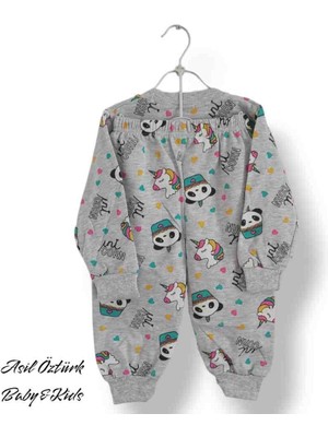 Asil Öztürk Baby & Kids Balam Kız Çocuk Unicorn Panda Alt Üst Eşofman Takımı Pijama