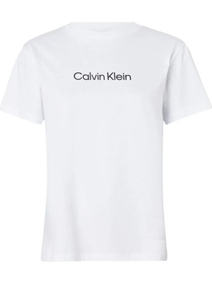 Calvin Klein Düz Beyaz Kadın T-Shirt Hero Logo Regular T-Shırt