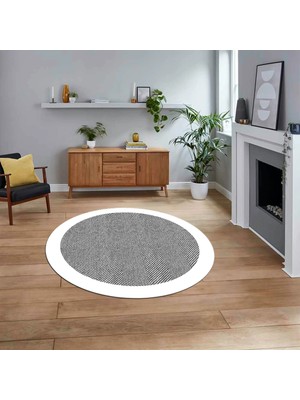 Viyana Home Dijital Baskılı Kaymaz Yıkanabilir Yuvarlak Jüt-Hasır Desen Mutfak Salon Halısı, V-Y-Jüt-06-Gri,