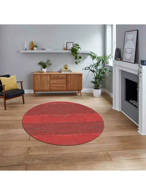 Viyana Home Dijital Baskılı Kaymaz Yıkanabilir Yuvarlak Jüt-Hasır Desen Mutfak Salon Halısı, V-Y-Jüt-13-Kırmızı,