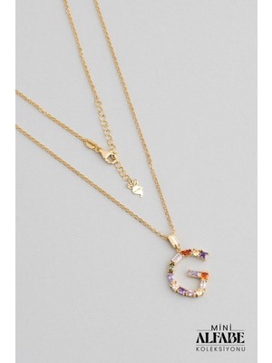So CHIC Mini G Harfi Günışığı Renkli 18 Ayar Sarı Altın Kaplama Gümüş Kolye