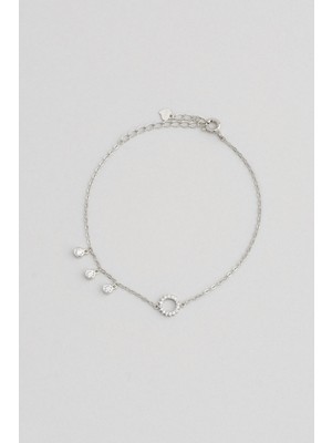 So CHIC Sallantılı 18 Ayar Beyaz Altın Kaplama Gümüş Minimal Bileklik