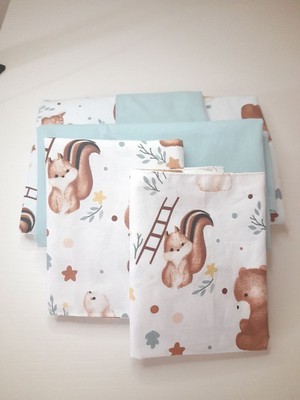 Heybe Home Bebek Nevresim Takımı  Sevimli Hayvan Desen  3 Parça ( Yorgan Kılıfı, Yastık Kılıfı, Çarşaf)