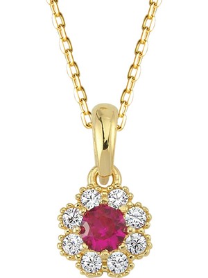 14 Ayar Yakut Taşlı Altın Kolye 1,75 gr