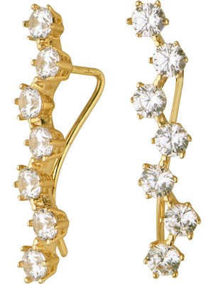 goldkupe 14 Ayar Modern Yedi Taşlı Altın Küpe 1,62 gr