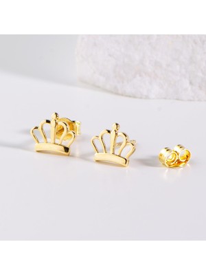 goldkupe 14 Ayar Altın Prenses Taç Küpe 1,15 gr