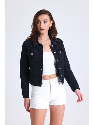Hanope Kadın Kısa Likralı Denim Ceket