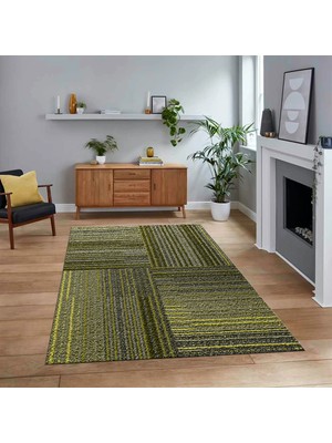 Viyana Home Dijital Baskılı Kaymaz Taban Yıkanabilir Modern Yolluk Mutfak Salon Halısı, V-Modern-34-Yeşil,