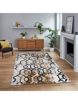 Viyana Home Dijital Baskılı Kaymaz Taban Yıkanabilir Modern Yolluk Mutfak Salon Halısı, V-Modern-03-Kahve,
