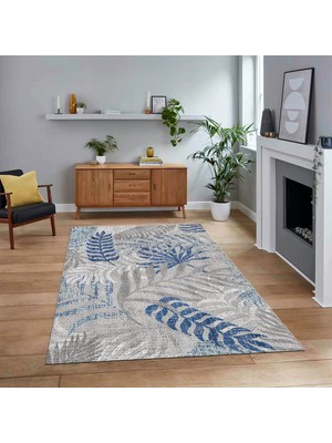 Viyana Home Dijital Baskılı Kaymaz Taban Yıkanabilir Modern Yolluk Mutfak Salon Halısı, V-Modern-95-Mavi,