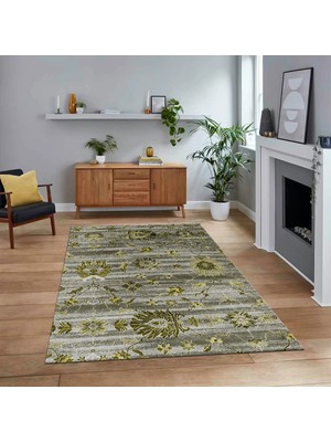 Viyana Home Dijital Baskılı Kaymaz Taban Yıkanabilir Modern Yolluk Mutfak Salon Halısı, V-Modern-30-Yeşil,