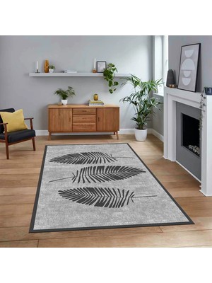 Viyana Home Dijital Baskılı Kaymaz Taban Yıkanabilir Modern Yolluk Mutfak Salon Halısı, V-Modern-41-Gri,