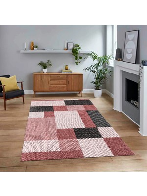 Viyana Home Dijital Baskılı Kaymaz Taban Yıkanabilir Modern Yolluk Mutfak Salon Halısı, V-Modern-77-Kırmızı,