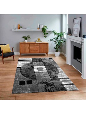 Viyana Home Dijital Baskılı Kaymaz Taban Yıkanabilir Modern Yolluk Mutfak Salon Halısı, V-Modern-33-Gri,