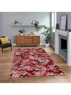 Viyana Home Dijital Baskılı Kaymaz Taban Yıkanabilir Modern Yolluk Mutfak Salon Halısı, V-Modern-02-Pembe,