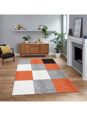 Viyana Home Dijital Baskılı Kaymaz Taban Yıkanabilir Modern Yolluk Mutfak Salon Halısı, V-Modern-53-Turuncu,