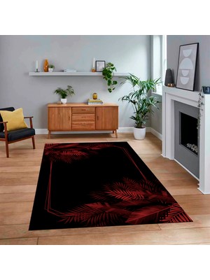 Viyana Home Dijital Baskılı Kaymaz Taban Yıkanabilir Modern Yolluk Mutfak Salon Halısı, V-Modern-26-Bordo,