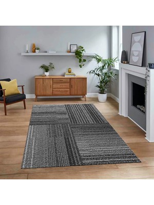 Viyana Home Dijital Baskılı Kaymaz Taban Yıkanabilir Modern Yolluk Mutfak Salon Halısı, V-Modern-34-Gri,