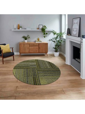 Viyana Home Dijital Baskılı Kaymaz Taban Yıkanabilir Yuvarlak Modern Mutfak Salon Halısı, V-Y-Modern-34-Yeşil,