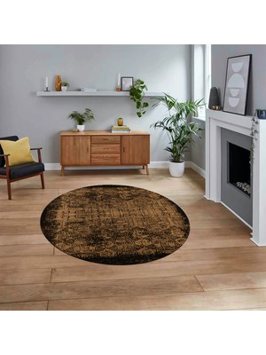 Viyana Home Dijital Baskılı Kaymaz Taban Yıkanabilir Yuvarlak Modern Mutfak Salon Halısı, V-Y-Modern-04-Kahve,