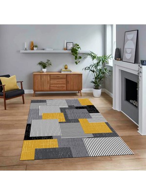 Viyana Home Dijital Baskılı Kaymaz Taban Yıkanabilir Modern Yolluk Mutfak Salon Halısı, V-Modern-47-Renkli,