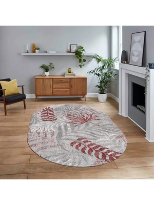 Viyana Home Dijital Baskılı Kaymaz Taban Yıkanabilir Oval Modern Yolluk Salon Halısı, V-O-Modern-95-Bordo,