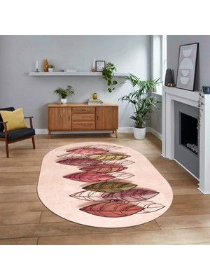Viyana Home Dijital Baskılı Kaymaz Taban Yıkanabilir Oval Modern Yolluk Salon Halısı, V-O-Modern-08-Bordo,