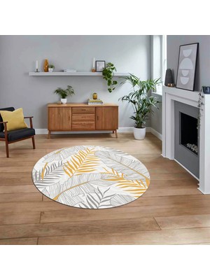 Viyana Home Dijital Baskılı Kaymaz Taban Yıkanabilir Yuvarlak Modern Mutfak Salon Halısı, V-Y-Modern-98-Gri,