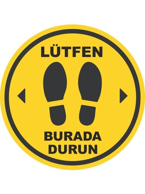 ChicArt Design Studio Lütfen Burada Durun Dijital Uv Folyo Baskı Uyarı Etiket Yapıştırma Sticker 32X32 cm
