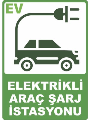 ChicArt Design Studio Elektrikli Araç Şarj Istasyonu Pvc Plakalı Uyarı Levhası Dekota Dijital Uv Baskı Yapışkanlı 25X35 cm
